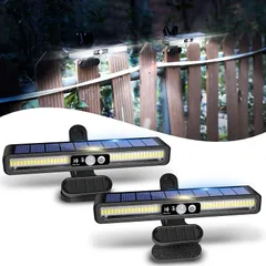 センサーライト 屋外 ソーラーライト 屋外 防水 クリップ ソーラーライト 3つ点灯モード 自動点灯 消灯 電気代不要 人感センサー ライト 屋外 防犯ライト ガーデン/玄関/廊下/駐車場 停電 地震 津波 台風対策（2個） 0