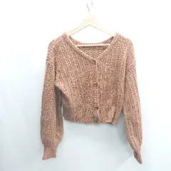 ◇ ⊇ ehka sopo エヘカソポ ニット素材 長袖 カーディガン サイズM ブラウン レディース E  【1409100034325】