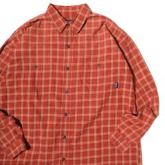 00's ルーマニア製 パタゴニア ピマコットン シャツ 長袖 (L) 赤系 チェック オーガニックコットン 53835 patagonia 2004年製 アメリカ古着 USED ビンテージ ヴィンテージ