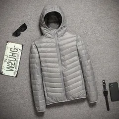 ブルゾン メンズ ダウンジャケット ミリタリージャケット ライトダウン ジャンパー 秋冬服 防寒 フード付き　メンズアウター グレー