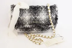 zuri様専用【180640】Snidel スナイデル  ツイードチェーンバック　リボン SWGB134625 ブラック/ホワイト