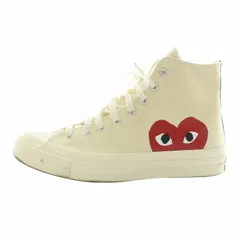 コンバース CONVERSE × プレイコムデギャルソン PLAY COMMEdesGARCONS CHUCK 70 CDG HI スニーカー キャンバス ハイカット US8 26.5cm アイボリー 赤 レッド 150205C /XZ ■GY18