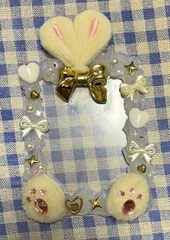 ホイップデコケース トレカケースデコ ふわ耳 ホワイト×ピンク