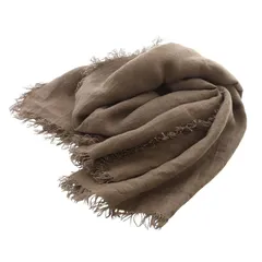 ASAUCE MELER◆真綿シルクリネンストール　ブラウン　大判　2020 2020アソースメレ◇真綿シルクリネンストールライトブラウン大判