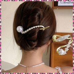 ヘアクリップレディース 連なりパール 夏 スリムヘアクリップ プチプラヘアアクセサリー ヘアアレンジ ゴールド お呼ばれ 演奏会 パーティー 韓国人気雑貨 髪留め 上品髪飾り 結婚式 プレゼント 誕生日 キラキラ きれいめ