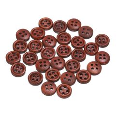 uxcell 30個16L木製ボタン3/8インチ(10mm) 4穴 木製丸型クラフト交換ボタン 衣類DIYクラフト装飾用 レッド茶色