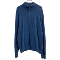 Polo Ralph Lauren コットン ニット セーター XL ブルー ポロラルフローレン ハーフジップ 古着卸 アメリカ仕入 a612-6545
