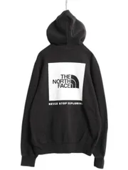 【お得なクーポン配布中!】 US企画 ノースフェイス 両面 プリント スウェット フード パーカー メンズ S 黒 古着 プルオーバー トレーナー アウトドア 裏起毛 ブラック