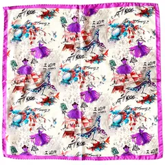 [G.Barsanti&Figli] バルサンティ スカーフ レディース シルク100% 小判 50x50 正方形 イタリア製 バレリーナ バイオレット 