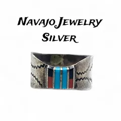 【伝統の意匠】 ナバホ族　インディアンジュエリー Silver 刻印 90s Vintage Ring シルバー ヴィンテージ リング 22号 指輪　コーラル　ターコイズ　エスニック　トライバル