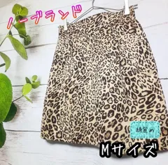 【綺麗め】ヒョウ柄 レオパード スカート M ベージュ ブラウン オールシーズン ポリエステル レディース 古着