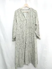◇ ⊇ URBAN RESEARCH ITEMS アーバンリサーチアイテムズ 総柄 長袖 ロング ワンピース サイズF グリーン系 レディース E  【1502060013888】