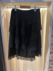 HIROKO BIS ヒロコビス スカート ペチコート付き ドレススカート フレア フリルスカート ポリエステル レーヨン ブラック サイズ9 A-453