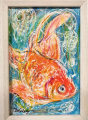 チョビベリー作 「踊る金魚」水彩色鉛筆画 ポストカード