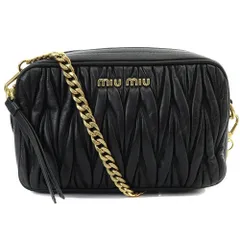 ミュウミュウ miumiu マテラッセ チェーンショルダーバッグ ロゴ レザー 黒のサムネイル
