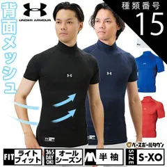【新品未使用】 種類15:(400)ロイヤル/LG(L) 野球 アンダーシャツ 半袖 ハイネック フィット アンダーアーマー ヒートギアアーマー コンプレッション 防臭 1358642