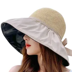 [LL FIERTE] UVカット 帽子 レディース ハット 日焼け防止 折りたたみ あご紐 日除け つば広 紫外線カット 小顔 サイズ調整 遮光 散歩 旅行 大きいサイズ 夏 遮熱 (オフホワイト) [オフホワイト] [57.0 cm]