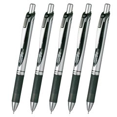 ぺんてる ボールペン ゲルインキ エナージェル ノック式 0.3mm シルバー軸 XBLN73-A 黒 5本