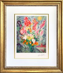 ☆アイズピリ☆「ベージュ背景のバラの花束」リトグラフ 大判新品額