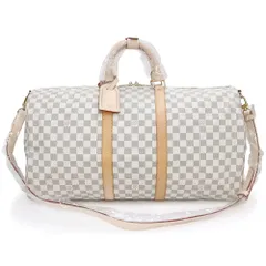 ルイ ヴィトン キーポル バンドリエール 55 2way ショルダー ボストンバッグ 斜め掛け ダミエアズール ヌメ革 レザー ホワイト 白 ゴールド金具 N41429 LOUIS VUITTON（未使用　展示品）