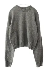 タカヒロミヤシタザソロイスト TAKAHIRO MIYASHITA The Soloist. 23AW lambs wool cropped crewneck sweater クルーネック ニット セーター sk.0002bAW23 46 グレー■250814