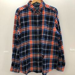 Woolrich ウールリッチ 長袖シャツ ボタンダウンシャツ ネルシャツ チェック柄 CHINA製 メンズ L オレンジ ネイビー
