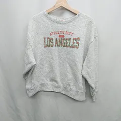 ◇ ⊇ coen コーエン 裏起毛 ロゴプリント 長袖 トレーナー サイズL グレー レディース E  【1410100027620】