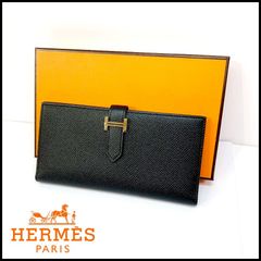 美品 HERMES ベアンスフレ C刻印 長財布 ヴォーエプソン エルメス ブラック