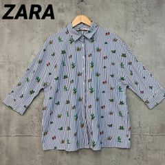 ✨美品✨ZARA ストライプ サボテン柄 シャツ オーバーサイズ M - メルカリ