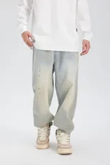 ビンテージ風ウォッシュデニムカーゴパンツ PL923