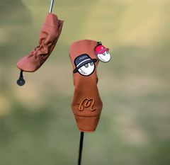 【新品1点】立体感カッコいいマルボンユーティリティ用 UTゴルフヘッドカバー茶色
