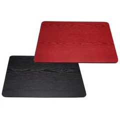 長角 両面 ランチョンマット 赤黒  シンプル ランチ 新品 赤 黒 リバーシブル 木製 天然