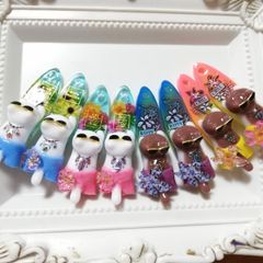 猫チャーム143 ぐで猫 じゃれ猫 琉球ガラス ホタルガラス風ゃんこ 1個