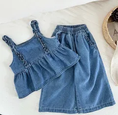 【新品　未使用】90 100 110サイズ　韓国風子供服 ベビー服 キッズ 女の子 ベビー服　デニムキャミソール&パンツ