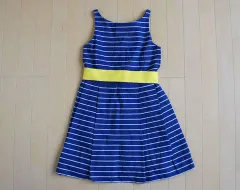 ポロ ラルフローレン Polo Ralph Lauren アウトレット 子供服 女の子 ワンピース 12歳 約 150cm 青 白 ボーダー 黄色 リボンベルト ノースリーブ 春 夏 ★4 ガールズ キッズ ジュニア 【中古】 ユーズド リサイクル