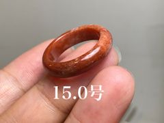 L12-163 美品 赤翡翠 15.0号 ミャンマー産天然 A貨 本翡翠 くりぬき リング