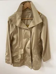 z1173 CROCODILE クロコダイル　スプリングコート　ナイロンコート　フード付き　ベージュ　レディース　サイズL