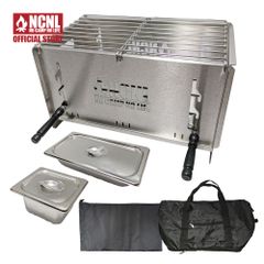 NCNL 焚き火台 バーベキューコンロ ステンレス ソログリル 4WAY 高さ3段階調節可能 コンパクトサイズ グリル鍋 深型 ソロキャンプ アウトドア 収納袋 収納バッグ付き