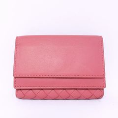 ボッテガヴェネタ BOTTEGA VENETA イントレチャート 三つ折り財布 コンパクトウォレット ダークピンク★美品