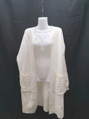 ◇ ZARA KNIT 異素材 ケーブルニット 長袖 コーディガン サイズUSA S ホワイト レディース E  【1303020029990】