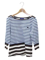 バーバリーブルーレーベル E1P47-582-25 ニット 38 ネイビー/ブラウン ボーダー ボートネック ITHDM1P64QU4