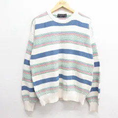 L/古着 バンヒューセン 長袖 セーター メンズ 90s コットン クルーネック 白 ホワイト 24jan10 中古 ニット トップス