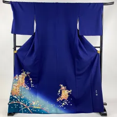 付下げ 身丈171.5cm 裄丈70cm L 袷 和田光正 落款 御所車 桜 金銀彩  