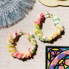 毛糸MIX フープピアス ハンドメイド