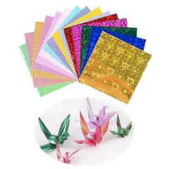新品 Anboli 折り紙 ホイル折り紙 パール折り紙 キラキラ紙 オーロラ カラー おりがみ カラフル ホログラム ペーパー 15cm 100枚入 千羽鶴 折り紙 装飾 DIY用紙 手芸紙 誕生日パーティー装飾 (15色 15cm)