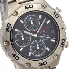 ★良品 SEIKO セイコー アルバ EPSILON クロノグラフ V657-7020 QZ 動作品 チタニウム