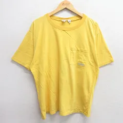 XL/古着 半袖 ビンテージ Tシャツ メンズ 90s 胸ポケット付き 大きいサイズ コットン クルーネック 黄 イエロー 25apr05 中古