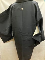 «花ラブリ»HOR949BK　紋付羽織　釼花菱紋　剣花菱紋　黒羽織　リユース　リサイクル　黒　ブラック　地模様　雲　石橋　和装　和柄　和風　和服