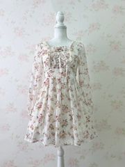 リズリサ　リズメロ　花柄　シフォン　ワンピース　アイボリー Gyaru Himekaji Lolita