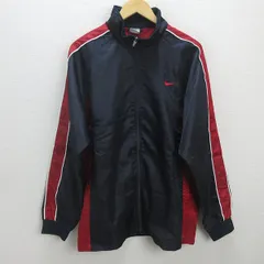 C■ナイキ/NIKE 胸ロゴ刺繍 ナイロンジャンバー/ウィンドブレーカー【XL】黒/MENS■41【中古】■